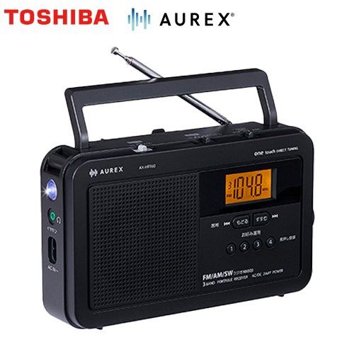 東芝 LEDライト付きホームラジオ AUREX オーディオ 声くっきり機能  ブラック 【メーカー直送品】【代引・日祝配送・時間指定 不可】 ≪AX-HRT60(K)≫