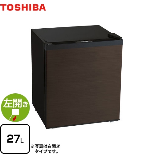 【特別配送】 東芝 冷蔵庫 1ドア冷蔵庫 左開きタイプ 容量27L ブラウン 【代引不可】≪GR-HB30PTL-TS≫